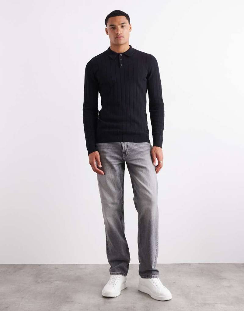 ASOS DESIGN - Gerade geschnittene Jeans in verwaschenem Schwarz mit Vintage-Farbstich von ASOS DESIGN