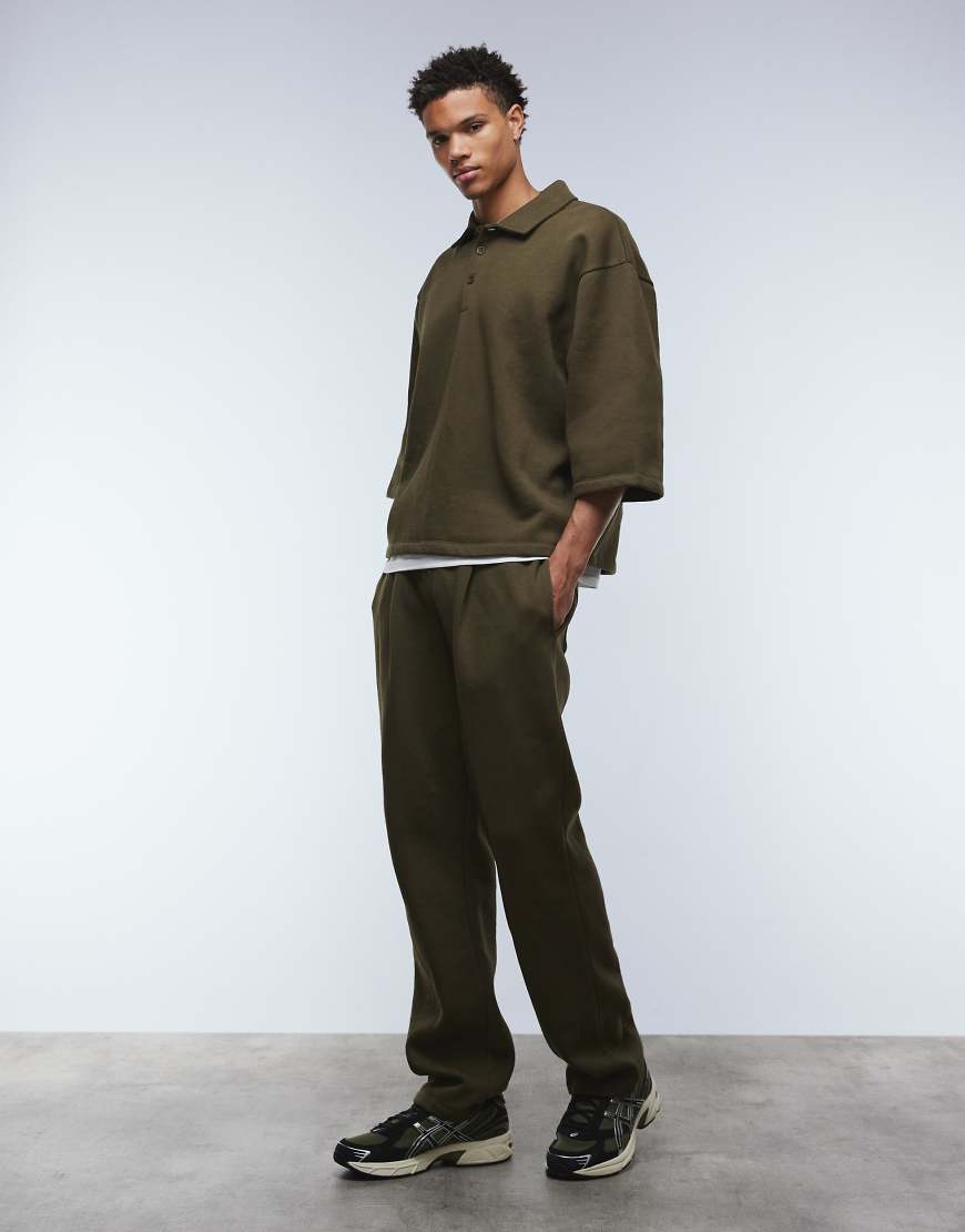 ASOS DESIGN - Gerade geschnittene Jogginghose in Khaki-Grün von ASOS DESIGN