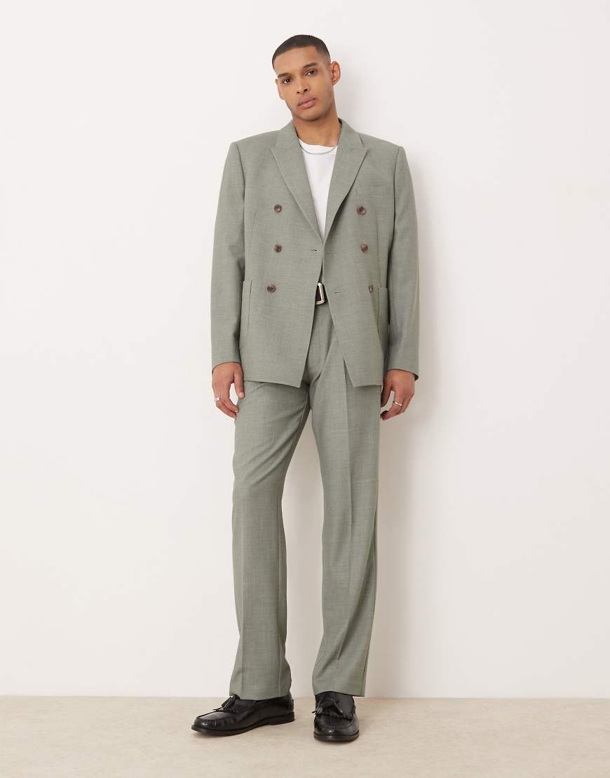 ASOS DESIGN - Gerade geschnittene texturierte Anzughose in Salbeigrün von ASOS DESIGN