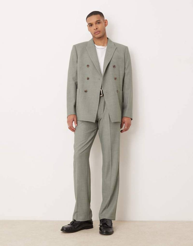 ASOS DESIGN - Gerade geschnittene texturierte Anzughose in Salbeigrün von ASOS DESIGN