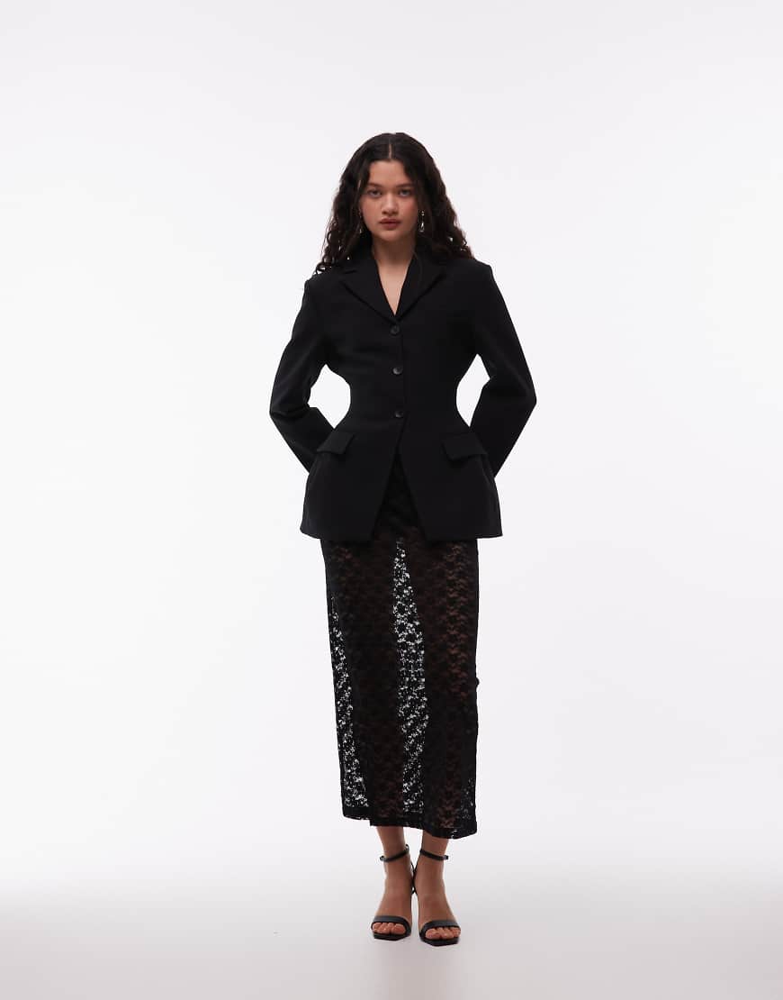 ASOS DESIGN - Gerade geschnittener Maxirock aus transparenter Spitze in Schwarz von ASOS DESIGN