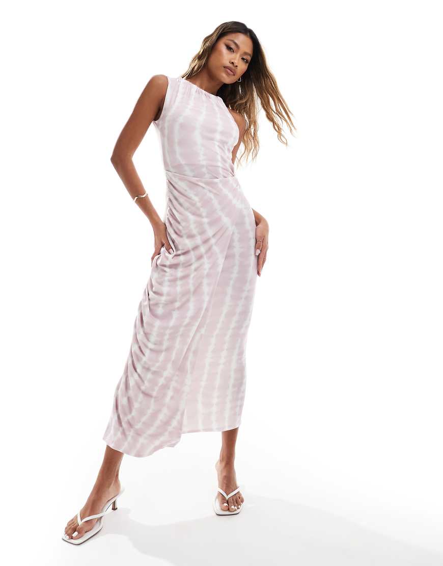 ASOS DESIGN - Gerafftes Midikleid mit verdrehtem Detail und Batikmuster-Rosa ASOS DESIGN - Gerafftes Midikleid mit verdrehtem Detail und Batikmuster-Rosa von ASOS DESIGN