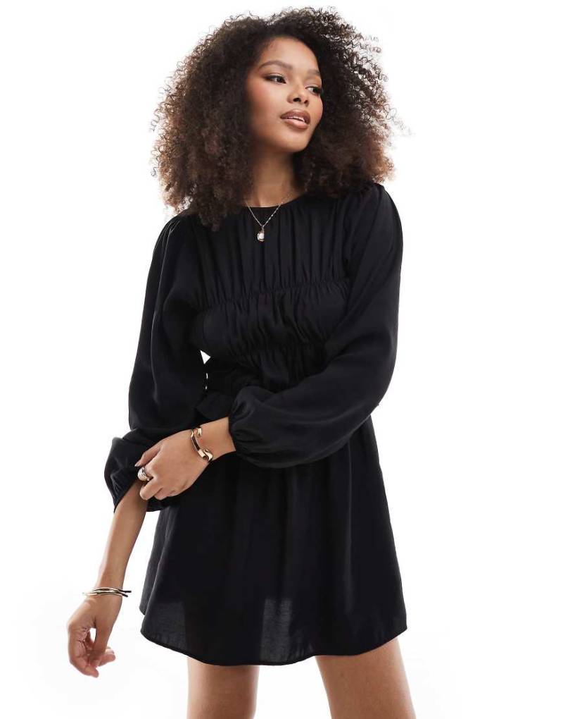 ASOS DESIGN - Gerafftes Minikleid aus Modal in Schwarz von ASOS DESIGN
