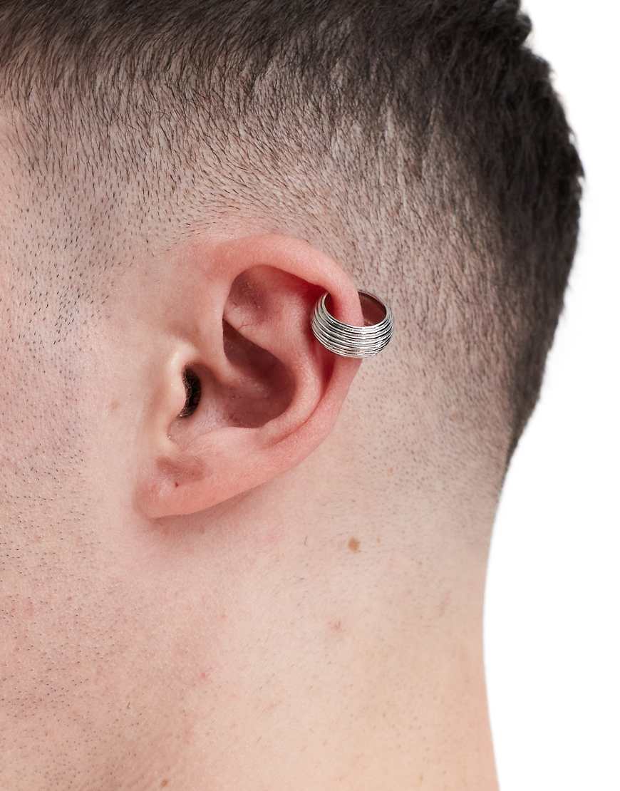 ASOS DESIGN - Festival - Geriffelter Ohrschmuck in Silberoptik von ASOS DESIGN