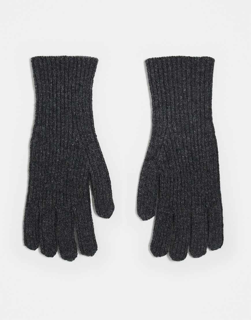ASOS DESIGN - Gerippte Handschuhe aus Wolle in Anthrazit-Grau von ASOS DESIGN