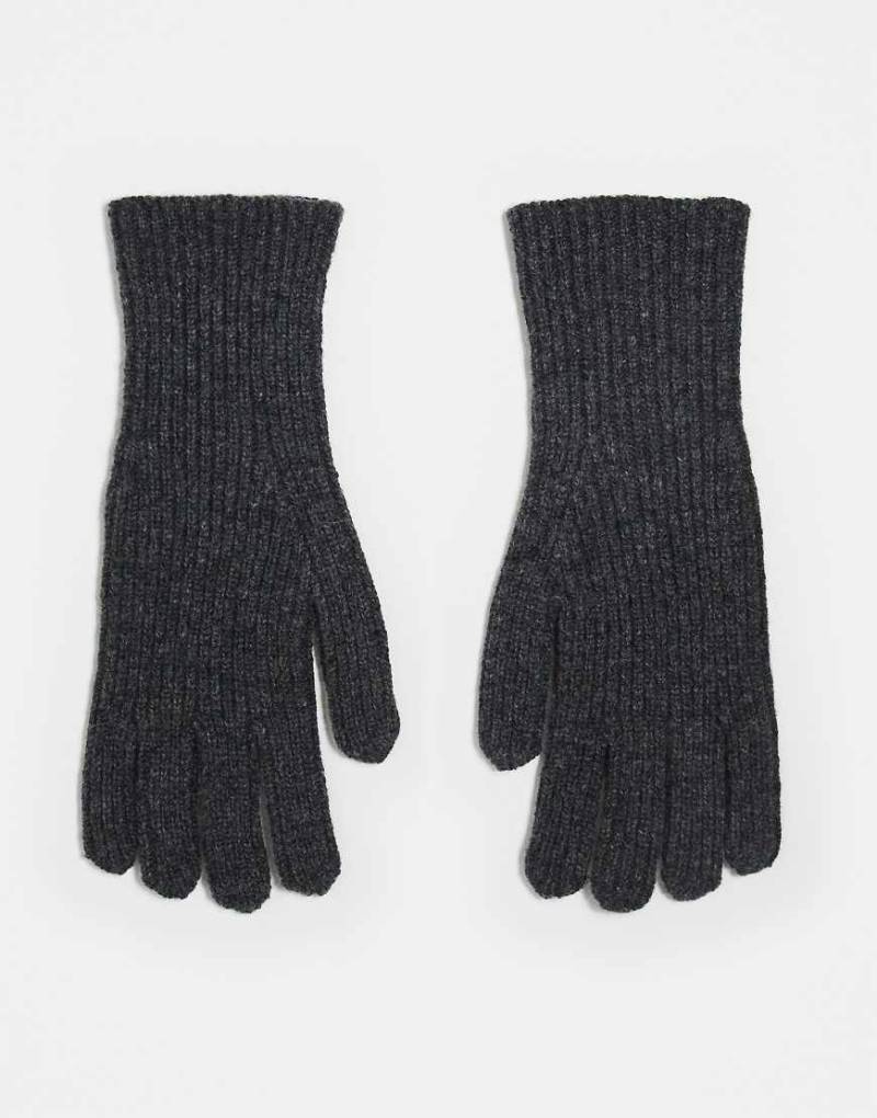 ASOS DESIGN - Gerippte Handschuhe aus Wolle in Anthrazit-Grau von ASOS DESIGN