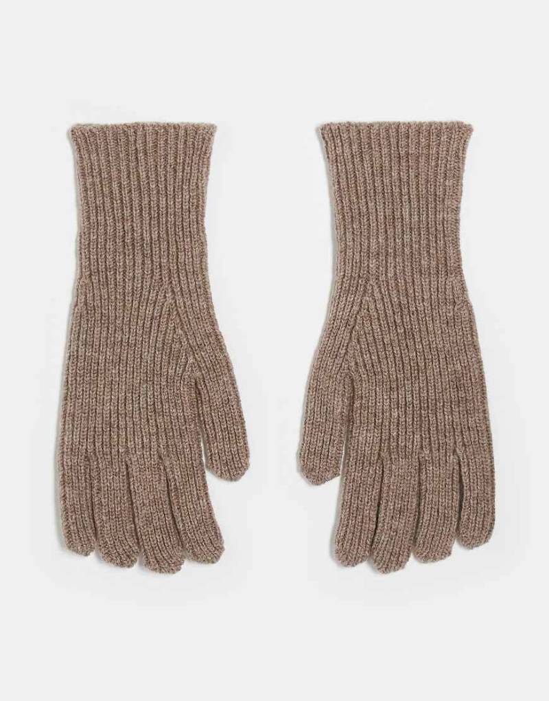 ASOS DESIGN - Gerippte Handschuhe aus Wolle in Hellbeige-Neutral von ASOS DESIGN