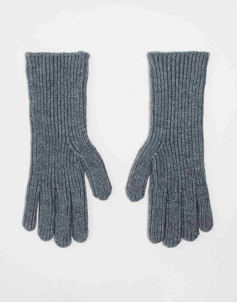 ASOS DESIGN - Gerippte Handschuhe in Grau mit langen Bündchen von ASOS DESIGN