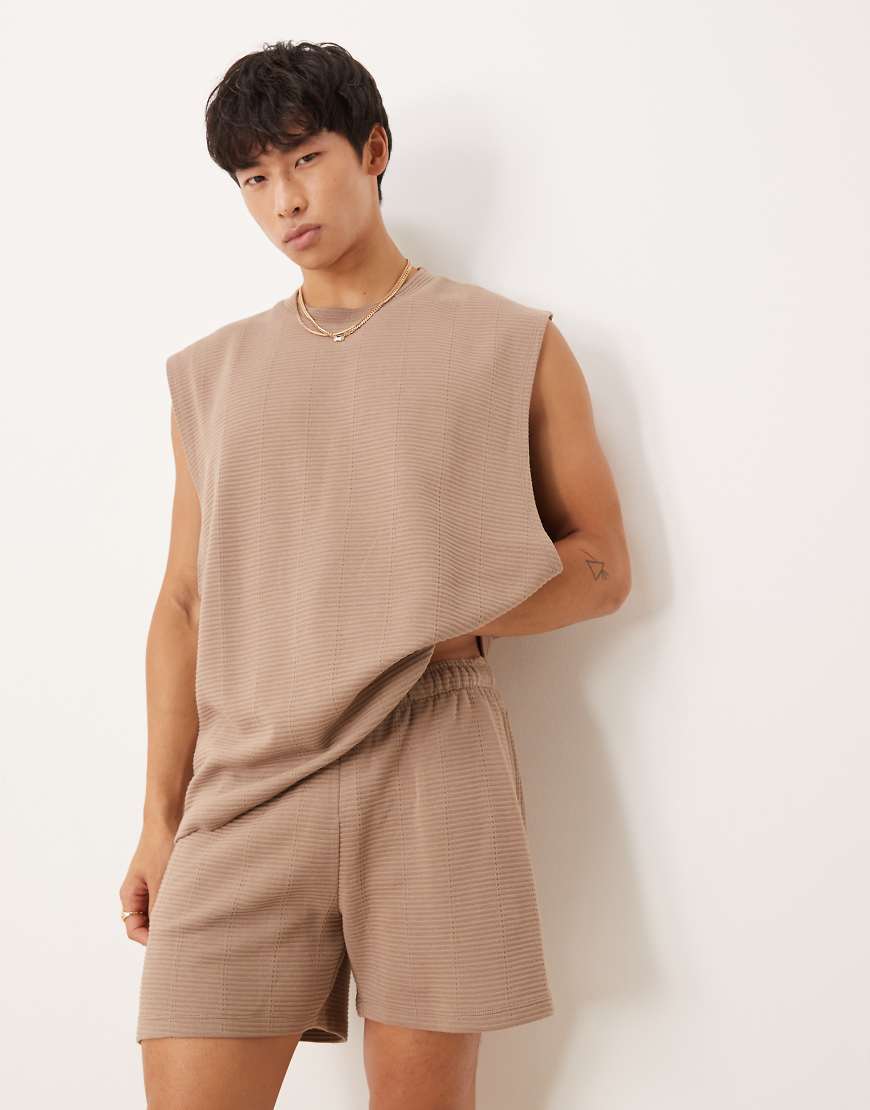 ASOS DESIGN - Gerippte Shorts in Steinbeige-Neutral von ASOS DESIGN