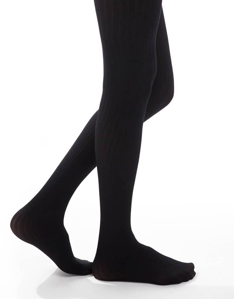 ASOS DESIGN - Gerippte Strumpfhose in Schwarz von ASOS DESIGN