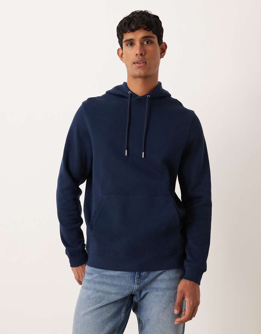 ASOS DESIGN - Gerippter Kapuzenpullover in Navy-Marineblau von ASOS DESIGN