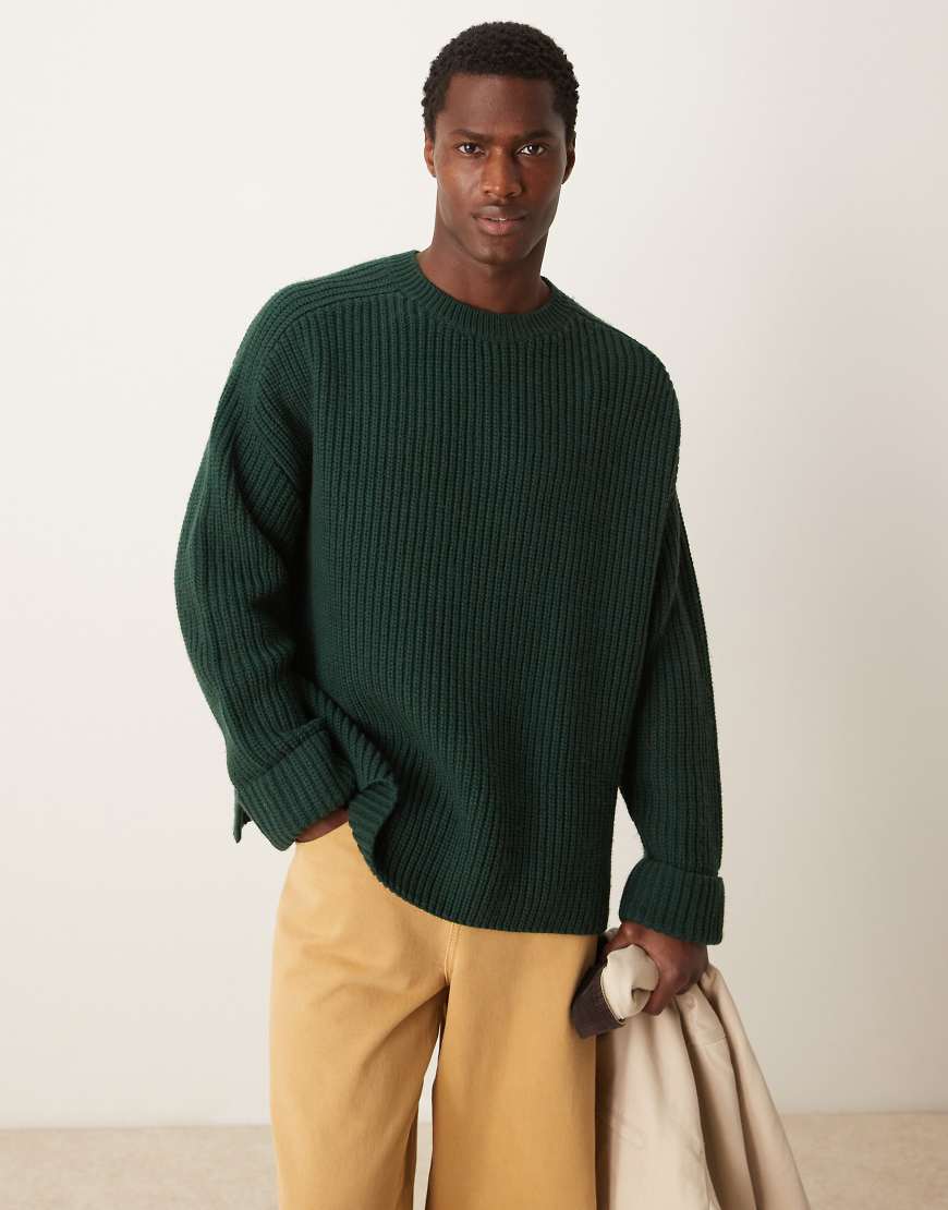 ASOS DESIGN - Oversize-Strickpullover aus schwerem Wollmix in Dunkelgrün ASOS DESIGN - Oversize-Strickpullover aus schwerem Wollmix in Dunkelgrün von ASOS DESIGN
