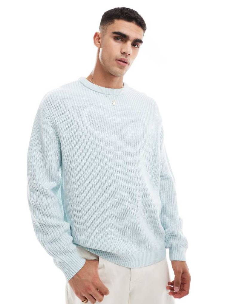 ASOS DESIGN - Gerippter Oversize-Strickpullover in Hellblau von ASOS DESIGN