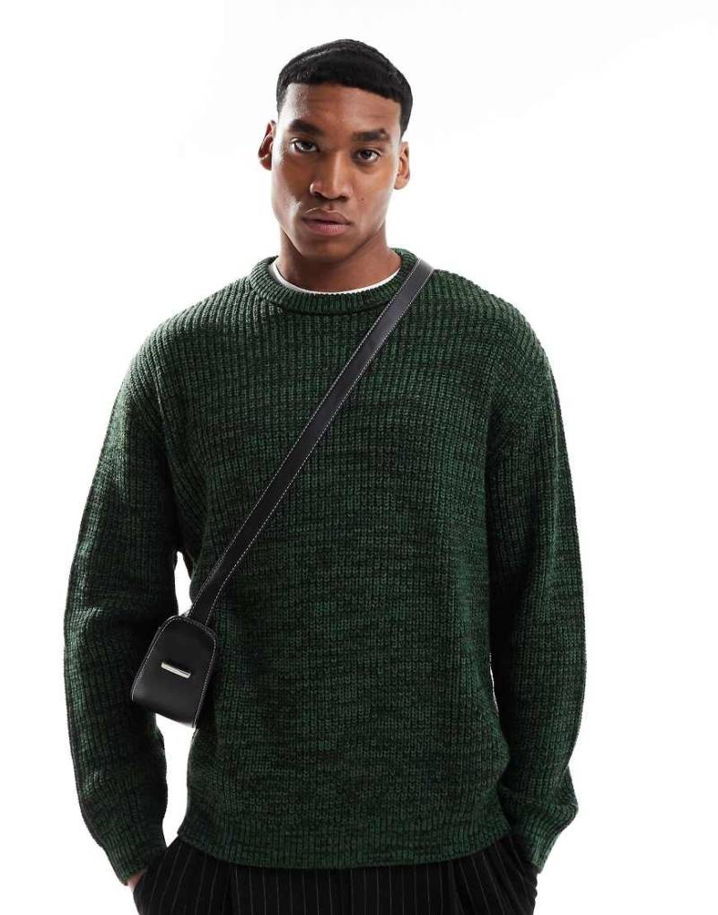 ASOS DESIGN - Gerippter Oversize-Strickpullover in der Farbe Twist-Grün mit Patentmuster von ASOS DESIGN