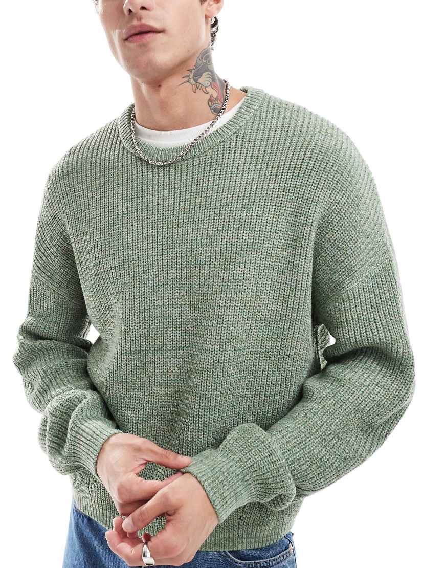 ASOS DESIGN - Gerippter lockerer Strickpullover in Grün mit Patentmuster ASOS DESIGN - Gerippter lockerer Strickpullover in Grün mit Patentmuster von ASOS DESIGN