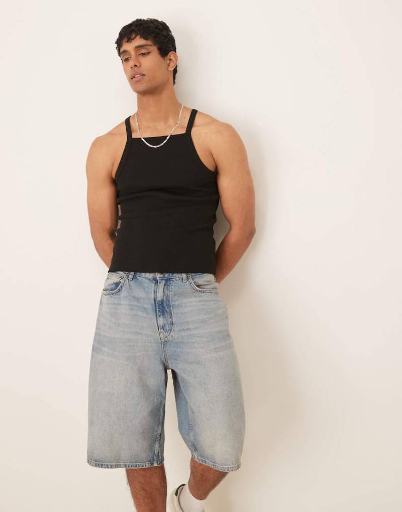 ASOS DESIGN - Geripptes Muskelshirt in Schwarz von ASOS DESIGN