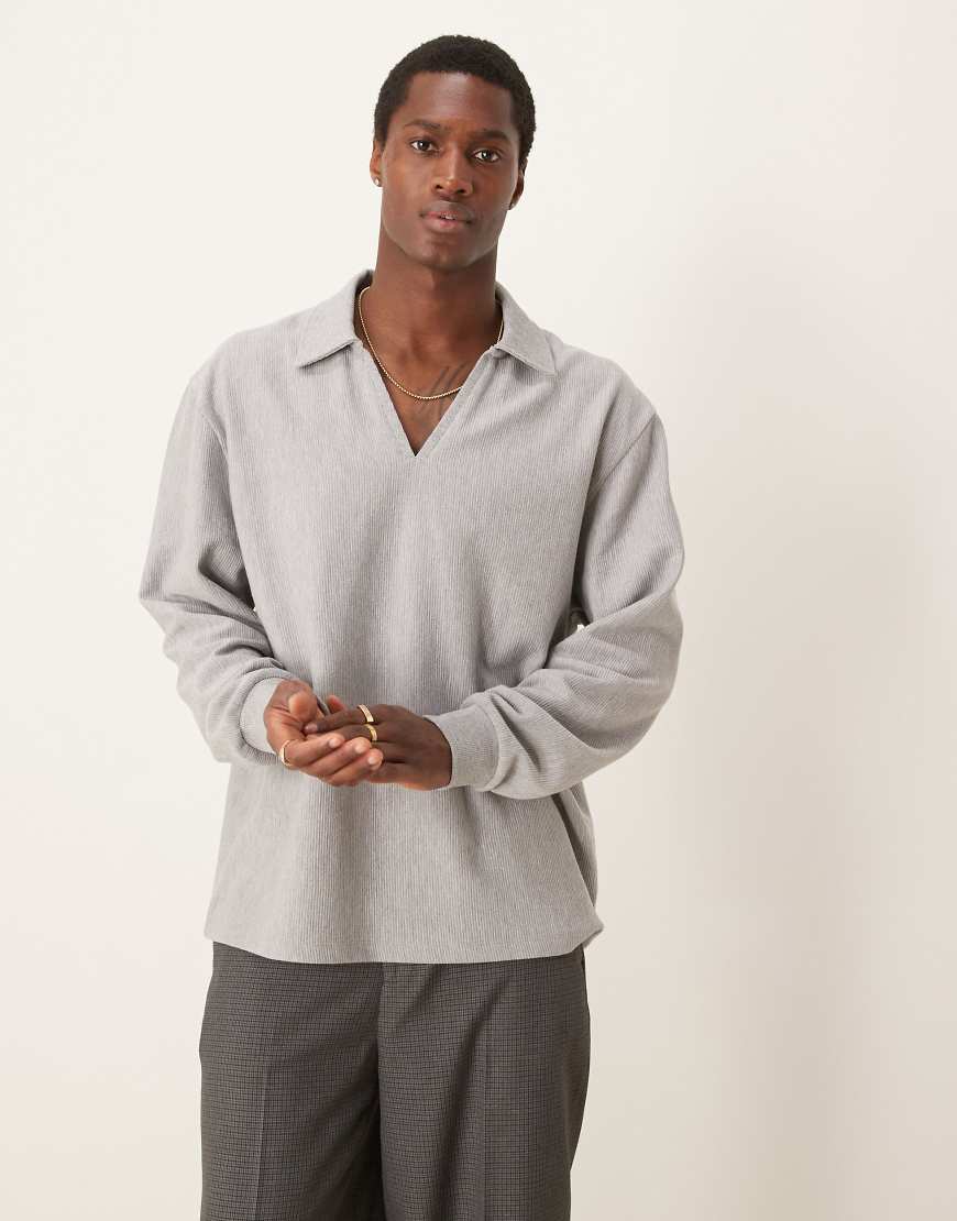 ASOS DESIGN - Geripptes Oversize-Rugby-Polohemd in Grau meliert ASOS DESIGN - Geripptes Oversize-Rugby-Polohemd in Grau meliert von ASOS DESIGN