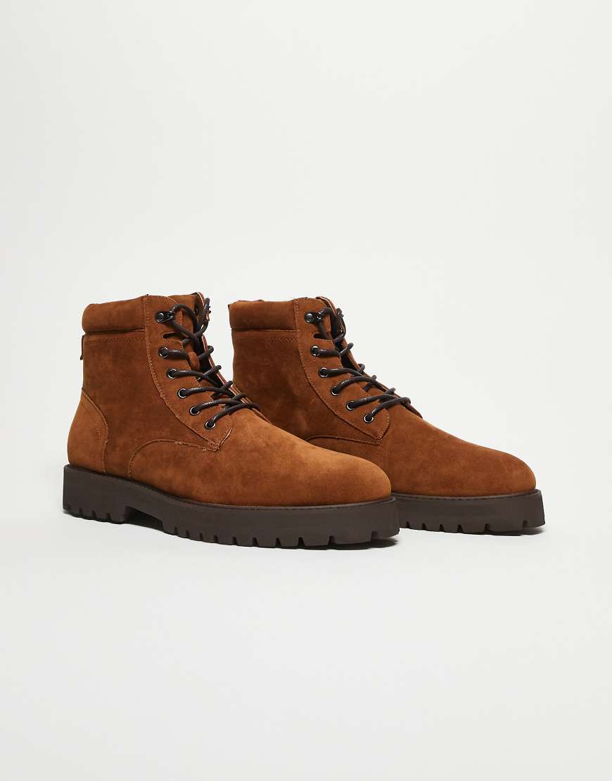 ASOS DESIGN - Geschnürte Arbeitsstiefel in Hellbraun-Brown von ASOS DESIGN
