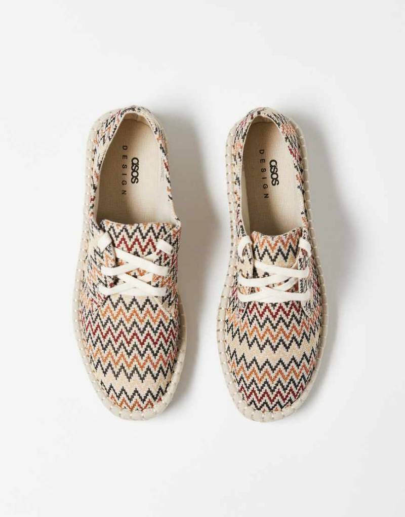 ASOS DESIGN - Geschnürte Espadrilles aus Canvas mit Aztekenmuster-Bunt von ASOS DESIGN