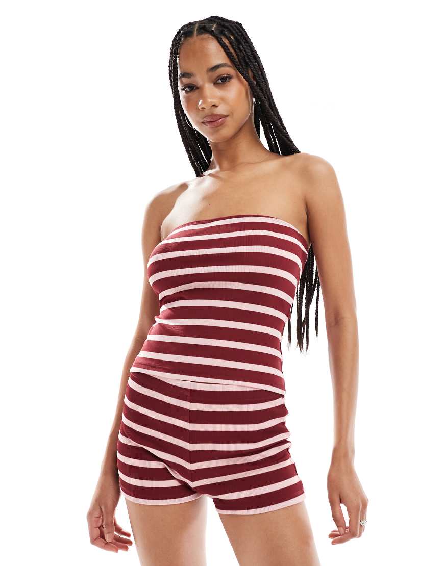 ASOS DESIGN - Gestreifte Micro-Shorts in Rosa, Kombiteil von ASOS DESIGN