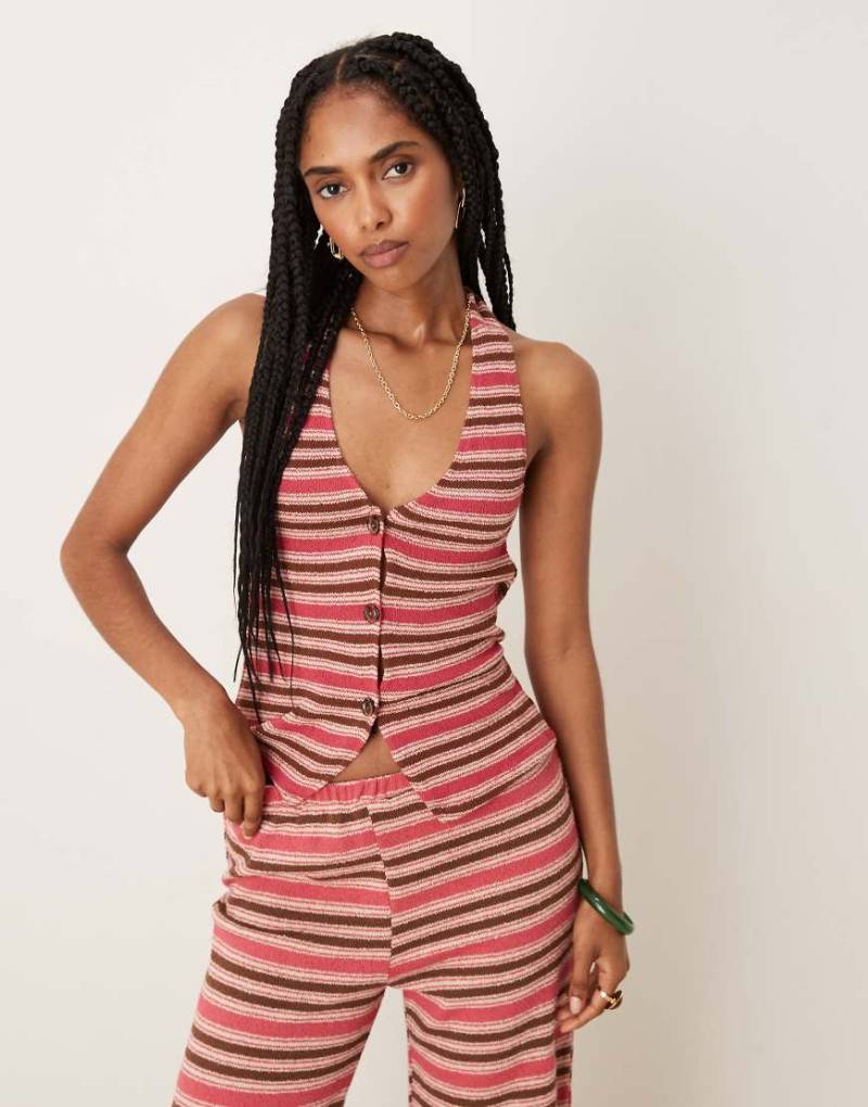 ASOS DESIGN - Gestreifte Neckholder-Weste, Kombiteil-Bunt von ASOS DESIGN