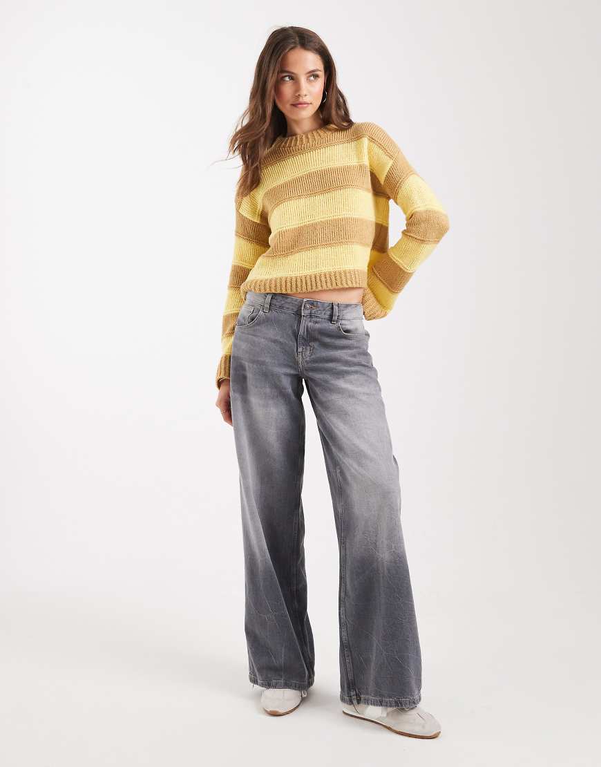 ASOS DESIGN - Gestreifter Strickpullover in Gelb und Beige-Bunt von ASOS DESIGN