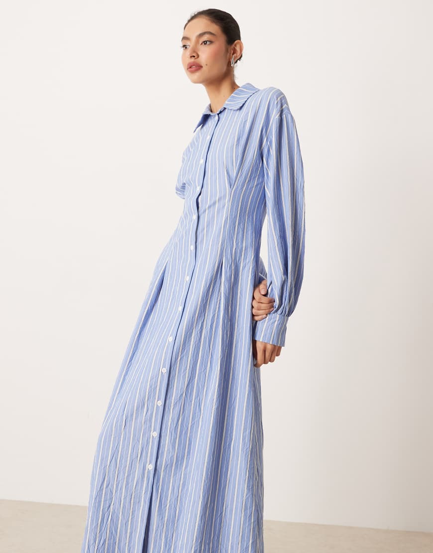 ASOS DESIGN - Gestreiftes Maxi-Hemdblusenkleid in Blau von ASOS DESIGN