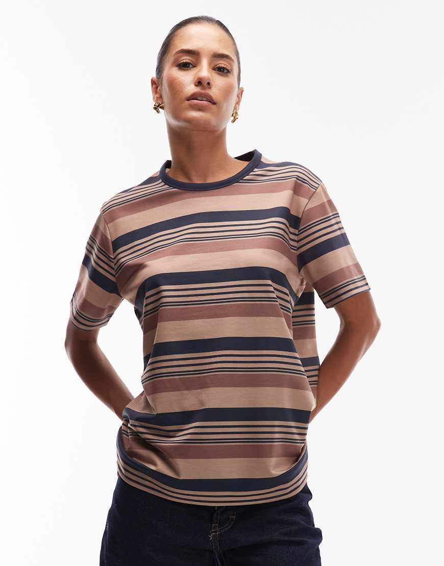 ASOS DESIGN - Gestreiftes Ringer-T-Shirt im Regular Fit in Braun-Bunt ASOS DESIGN - Gestreiftes Ringer-T-Shirt im Regular Fit in Braun-Bunt von ASOS DESIGN