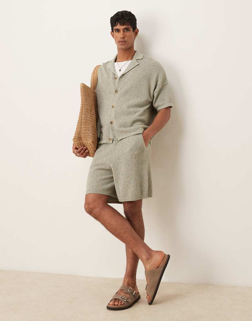 ASOS DESIGN - Gestrickte Oversize-Shorts in Blau, Kombiteil von ASOS DESIGN