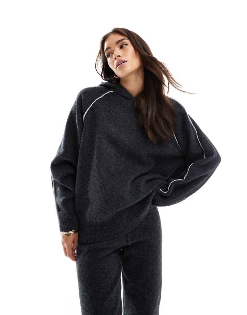 ASOS DESIGN - Gestrickter Kapuzenpullover in Anthrazit, Kombiteil-Grau von ASOS DESIGN