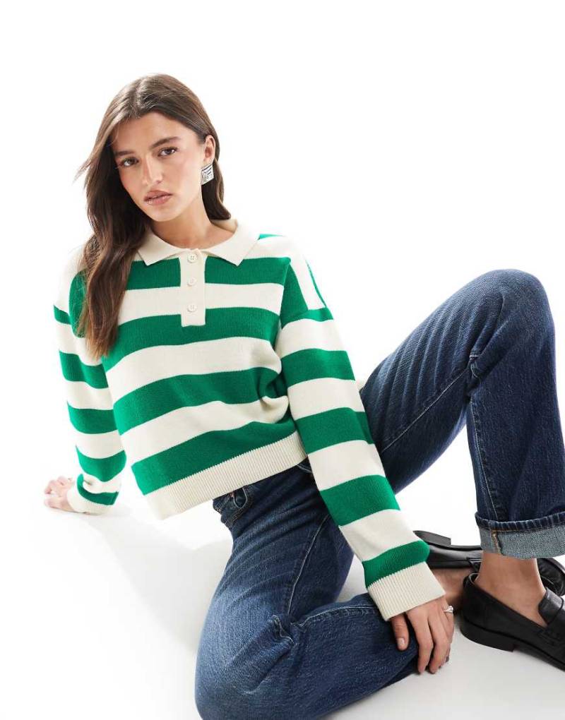 ASOS DESIGN - Gestricktes, strukturiertes Polohemd mit Streifenmuster-Bunt von ASOS DESIGN