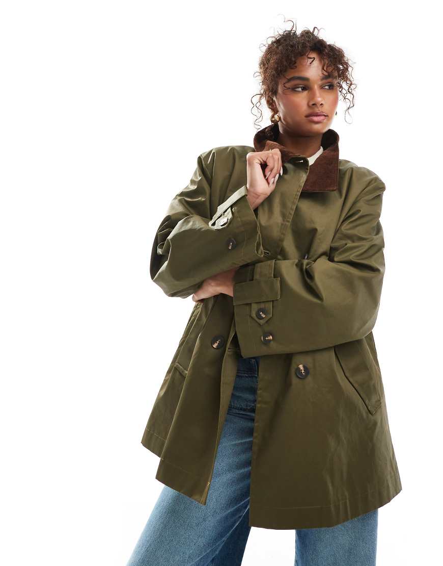 ASOS DESIGN - Gewachster Trenchcoat mit Steppfutter in Olivgrün ASOS DESIGN - Gewachster Trenchcoat mit Steppfutter in Olivgrün von ASOS DESIGN