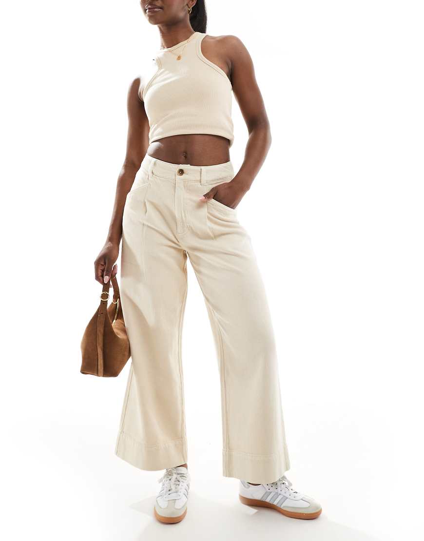 ASOS DESIGN - Gewaschene, verkürzte Hose in Sand mit weitem Bein-Bunt von ASOS DESIGN