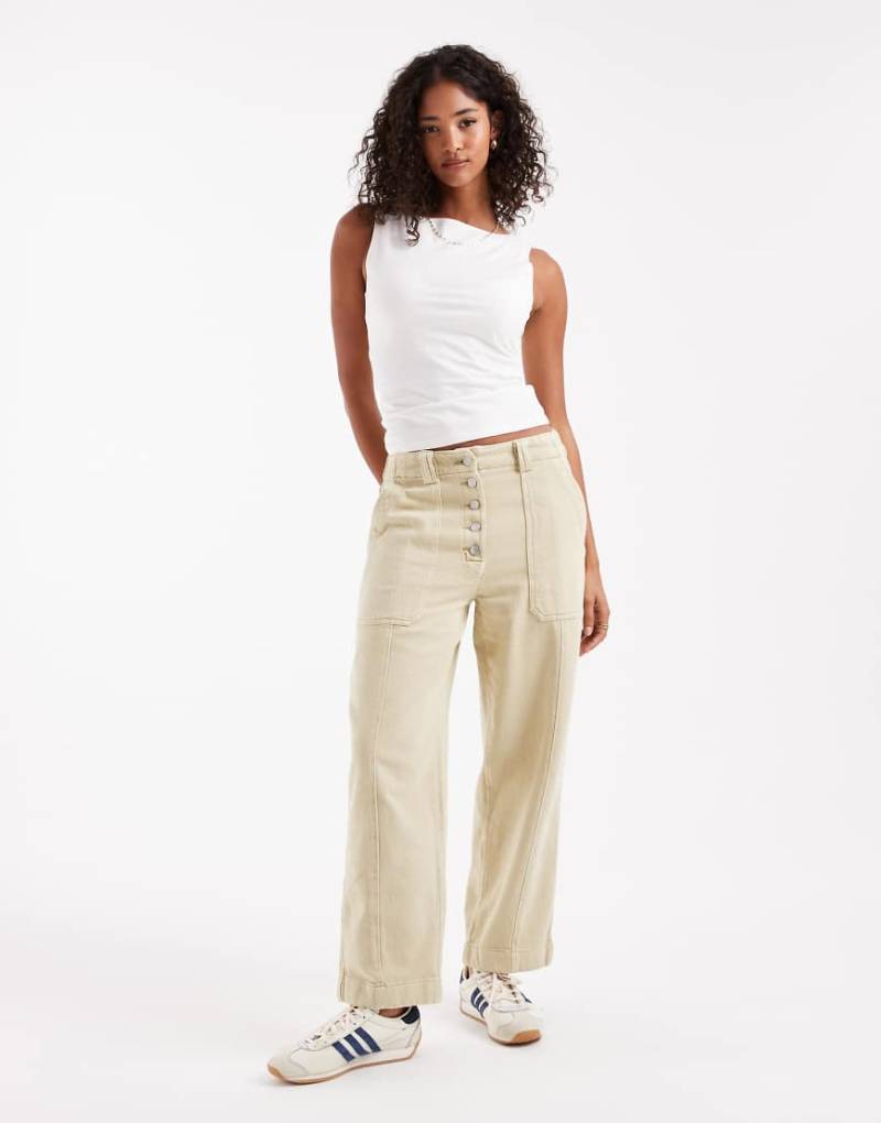 ASOS DESIGN - Gewaschene Barrel-Leg-Hose in Khaki-Grün von ASOS DESIGN