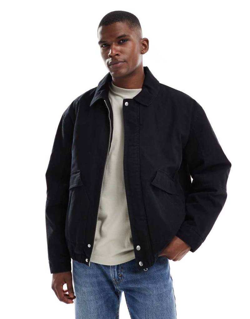 ASOS DESIGN - Gewaschene Bomberjacke in Schwarz von ASOS DESIGN