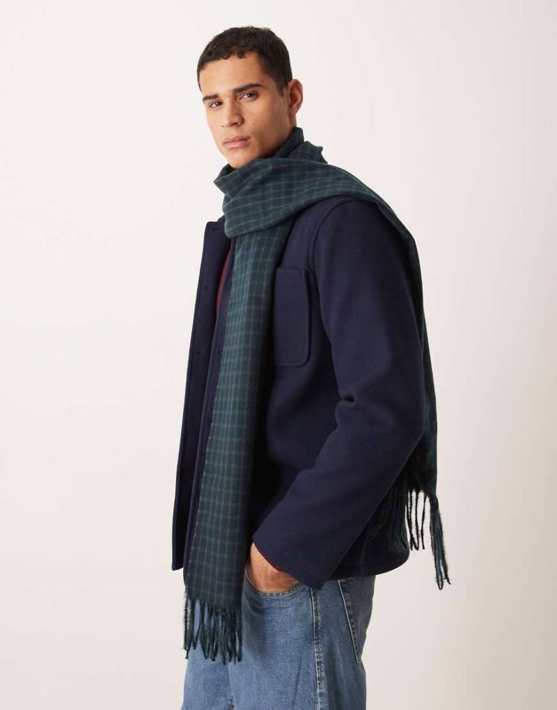 ASOS DESIGN - Gewebter Schal in Marineblau und Grün mit Hahnentrittmuster von ASOS DESIGN