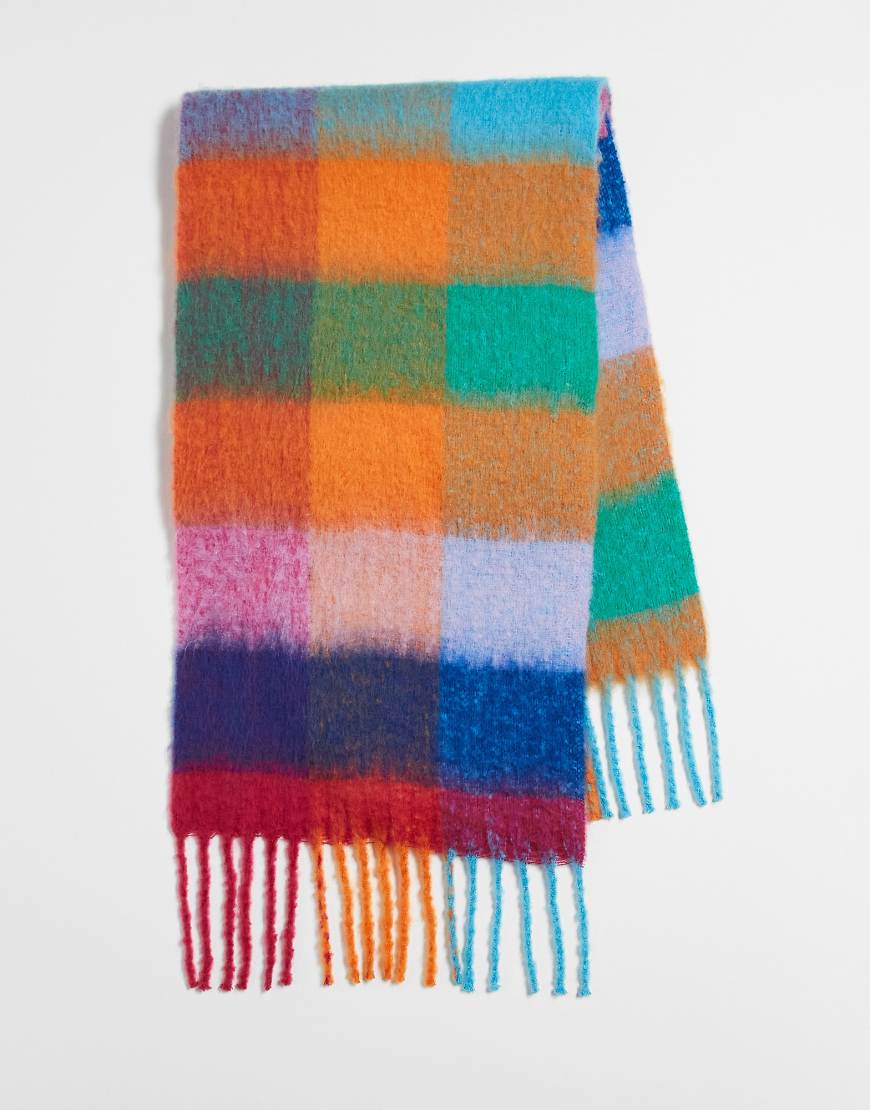 ASOS DESIGN - Gewebter Schal mit buntem Karomuster in kräftigen Farben von ASOS DESIGN