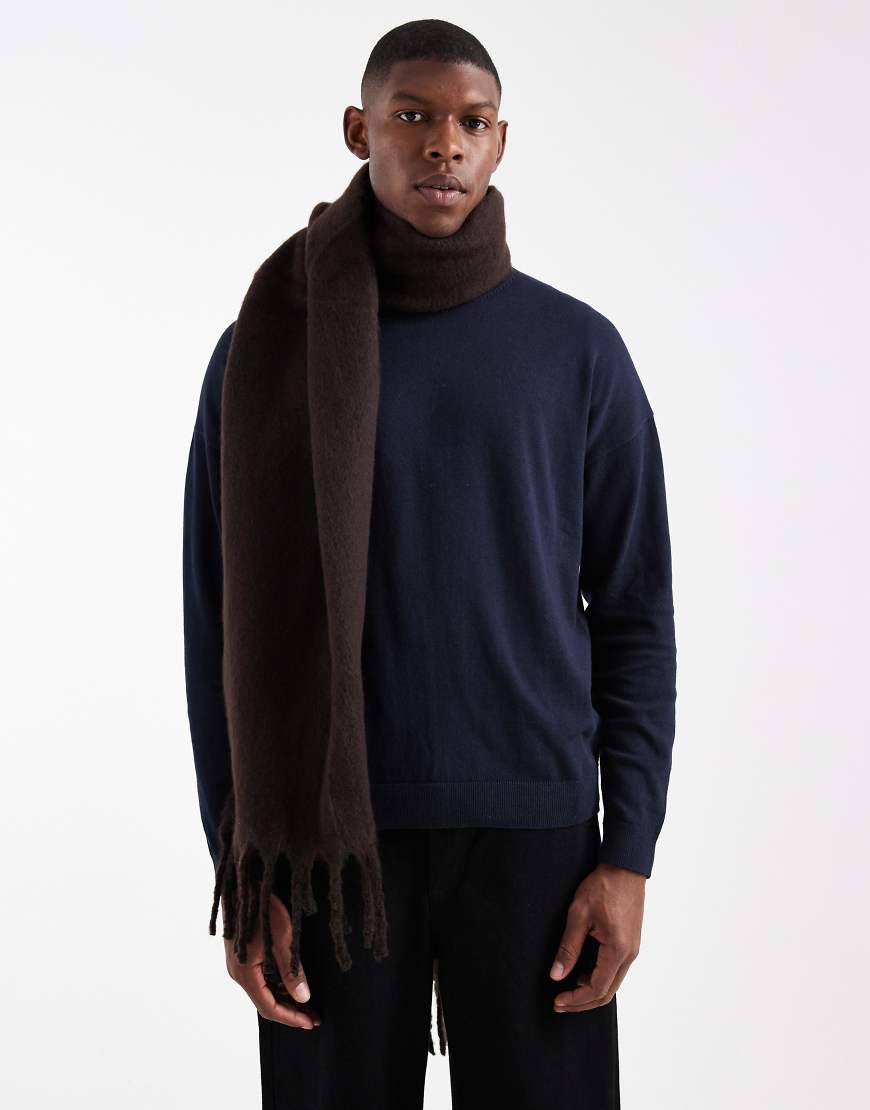 ASOS DESIGN - Gewebter angerauter Schal in Schokobraun-Brown von ASOS DESIGN