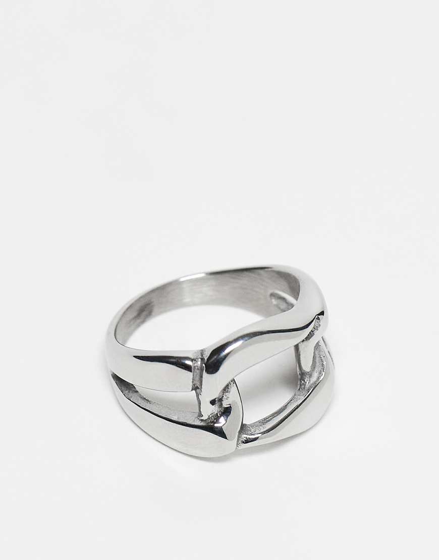 ASOS DESIGN - Festival-Ring aus wasserfestem Edelstahl in polierter Silberoptik mit Gliederkettendesign von ASOS DESIGN
