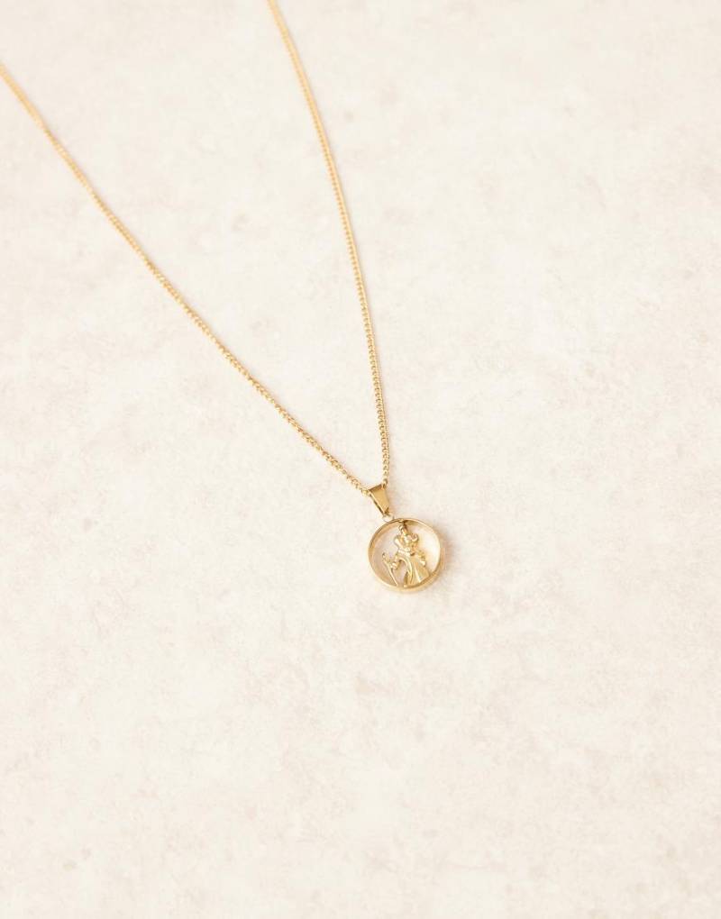 ASOS DESIGN - Goldfarbene Halskette aus wasserfestem Edelstahl mit ausgeschnittenem Christophorus-Anhänger von ASOS DESIGN