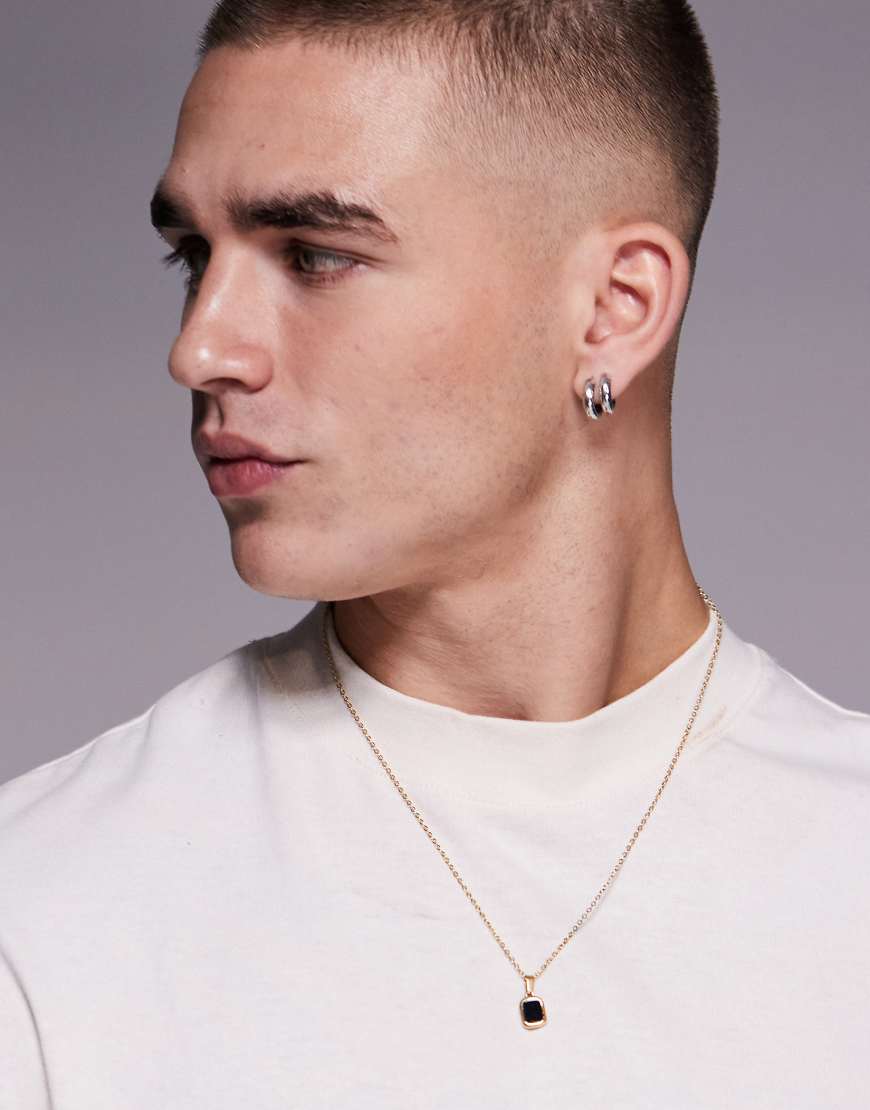 ASOS DESIGN - Goldfarbene Halskette aus wasserfestem Edelstahl mit eckigem Anhänger von ASOS DESIGN