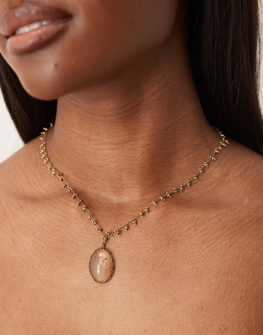ASOS DESIGN - Goldfarbene Halskette mit Anhänger aus Kunstquarz von ASOS DESIGN