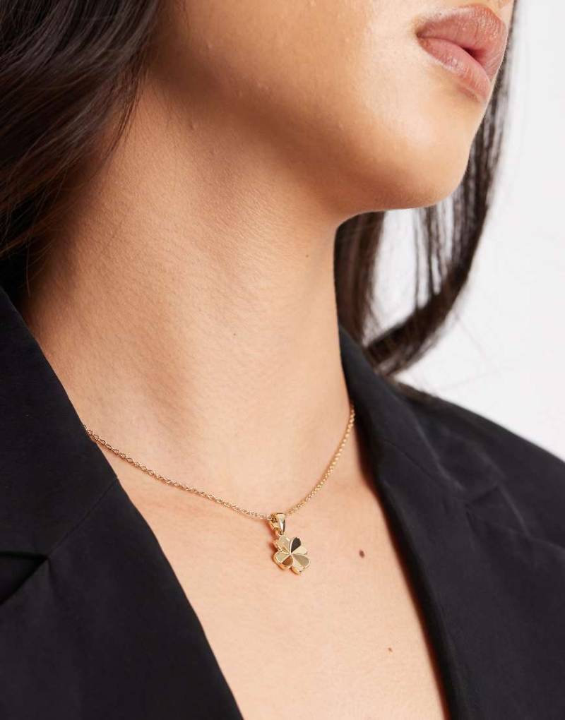 ASOS DESIGN - Goldfarbene Halskette mit Vierblattklee-Anhänger, inkl. Geschenkbeutel von ASOS DESIGN