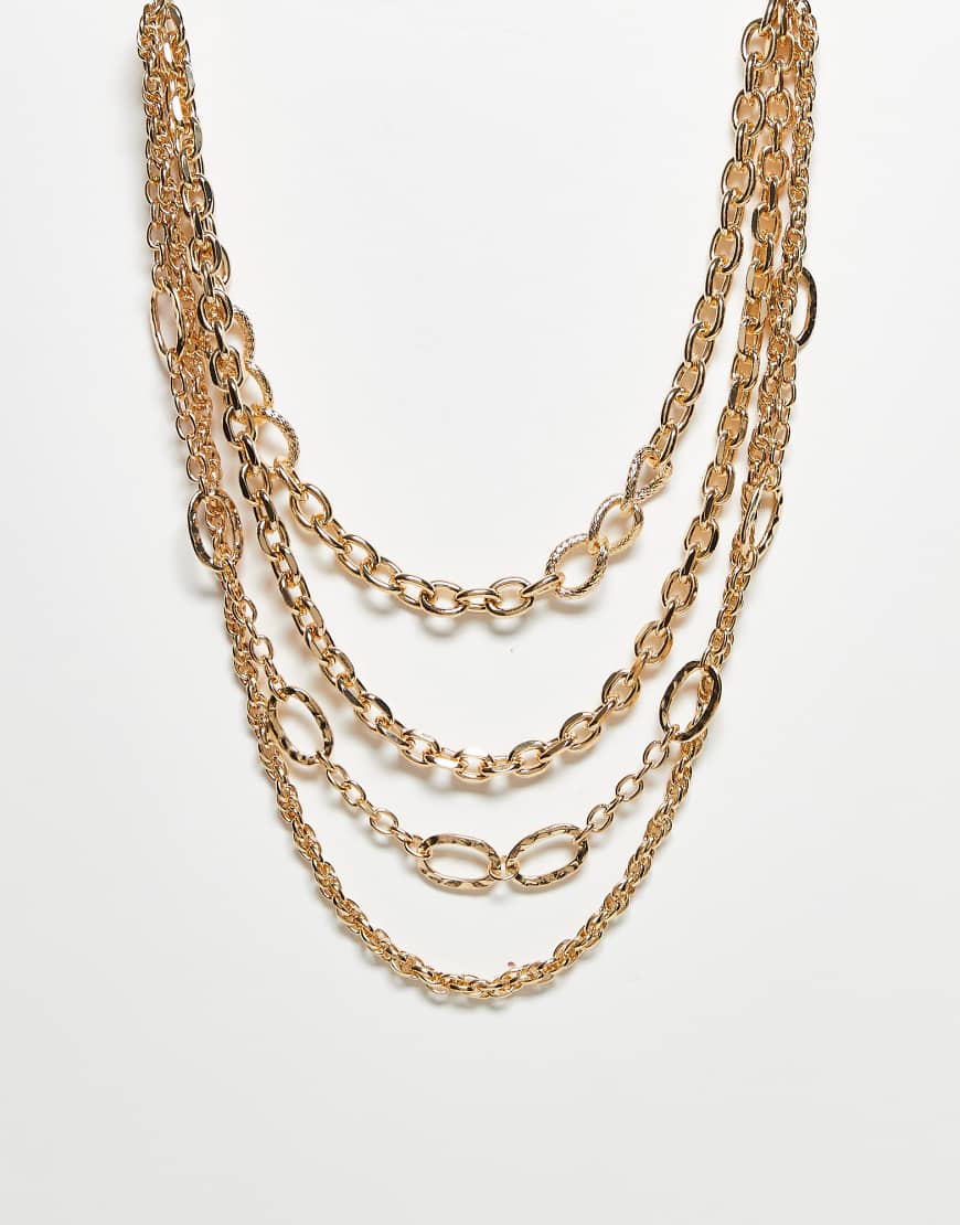 ASOS DESIGN - Goldfarbene Halskette mit verschiedenen Kettendesigns im 4er-Pack von ASOS DESIGN