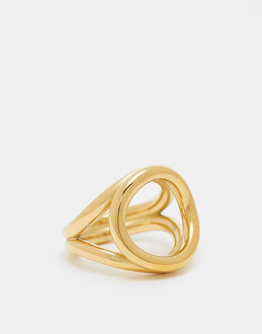 ASOS DESIGN - Goldfarbener, wasserfester Ring aus Edelstahl mit Kreis-Design von ASOS DESIGN