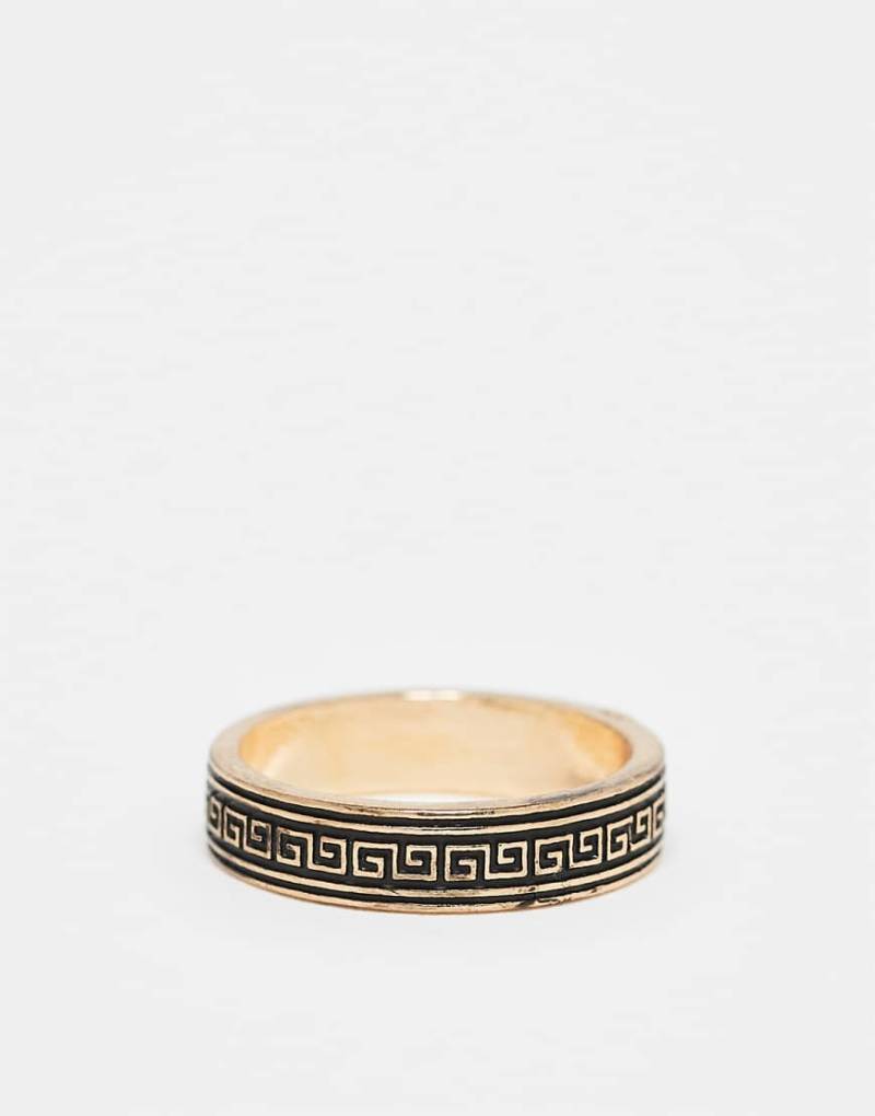 ASOS DESIGN - Goldfarbener Bandring mit poliertem Wellendesign im griechischen Stil von ASOS DESIGN
