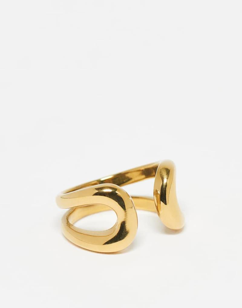 ASOS DESIGN - Goldfarbener Ring aus wasserfestem Edelstahl mit doppeltem Wickeldesign von ASOS DESIGN