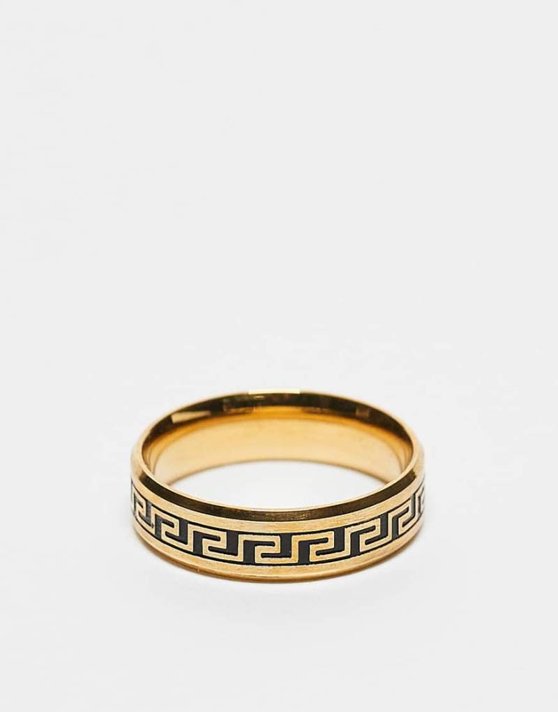 ASOS DESIGN - Goldfarbener Ring aus wasserfestem Edelstahl mit wellenförmigem griechischem Design-Silber von ASOS DESIGN
