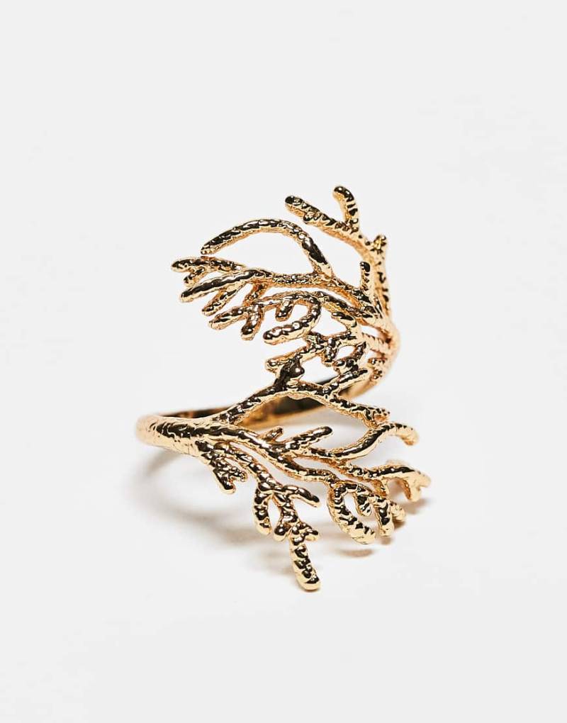 ASOS DESIGN - Goldfarbener Ring im Korallen-Design von ASOS DESIGN