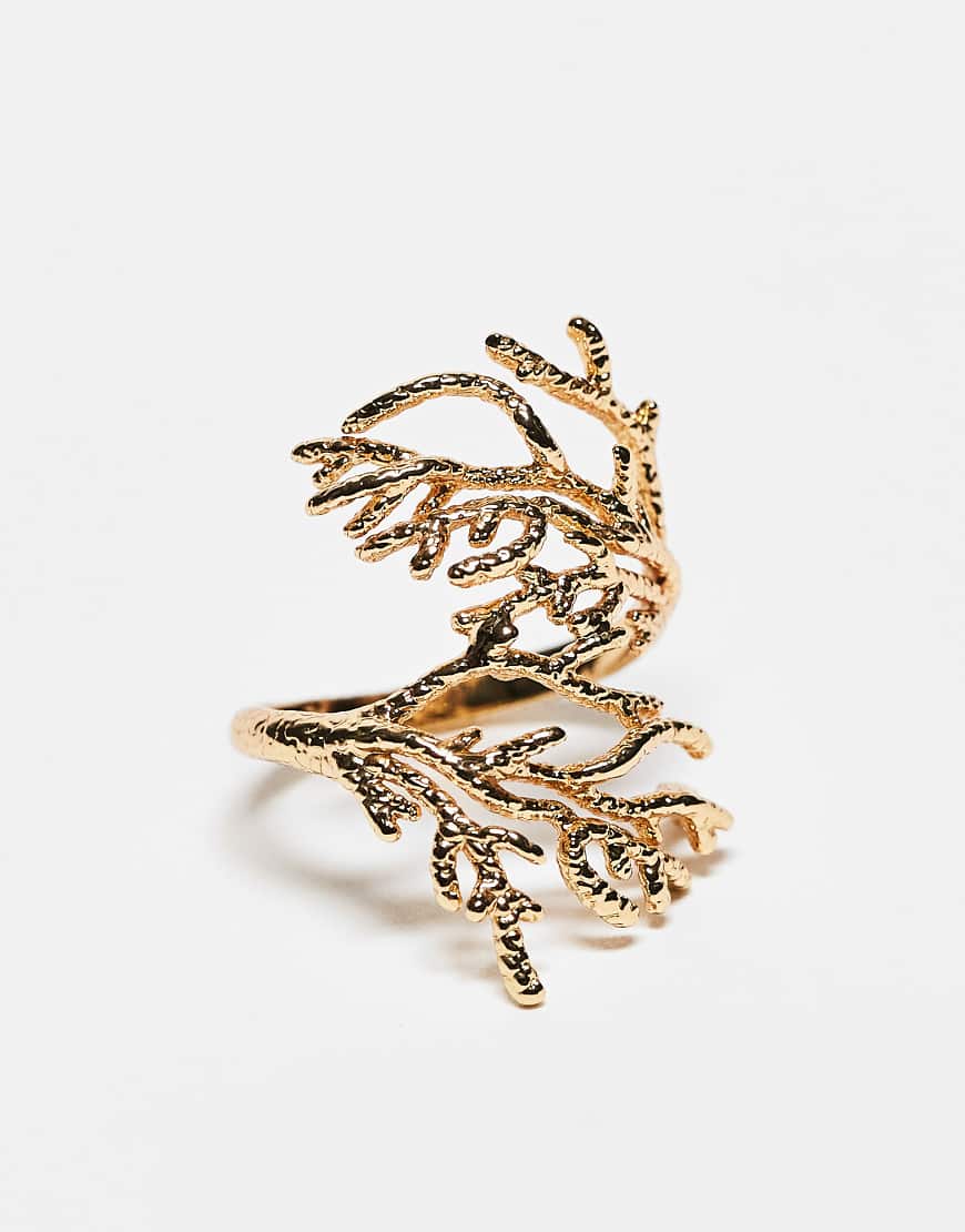ASOS DESIGN - Goldfarbener Ring im Korallen-Design von ASOS DESIGN